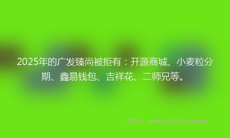 2025年的广发臻尚被拒有：开源商城、小麦粒分期、鑫易钱包、吉祥花、二师兄等。