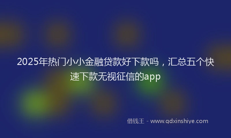 2025年热门小小金融贷款好下款吗，汇总五个快速下款无视征信的app