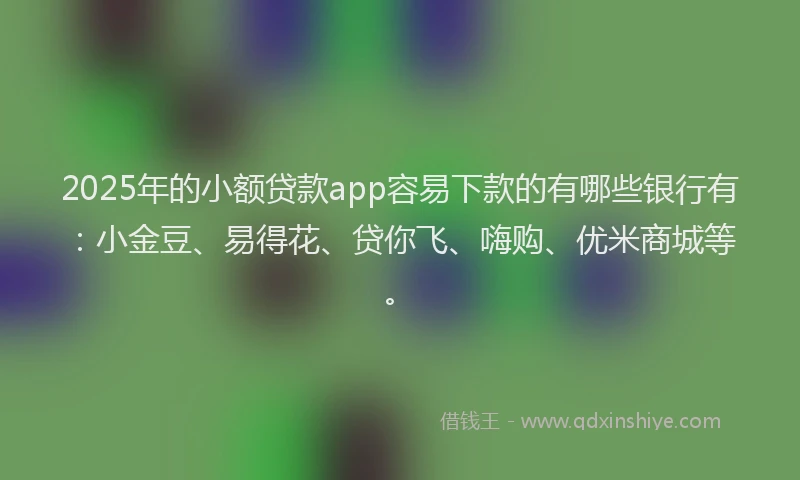 2025年的小额贷款app容易下款的有哪些银行有：小金豆、易得花、贷你飞、嗨购、优米商城等。