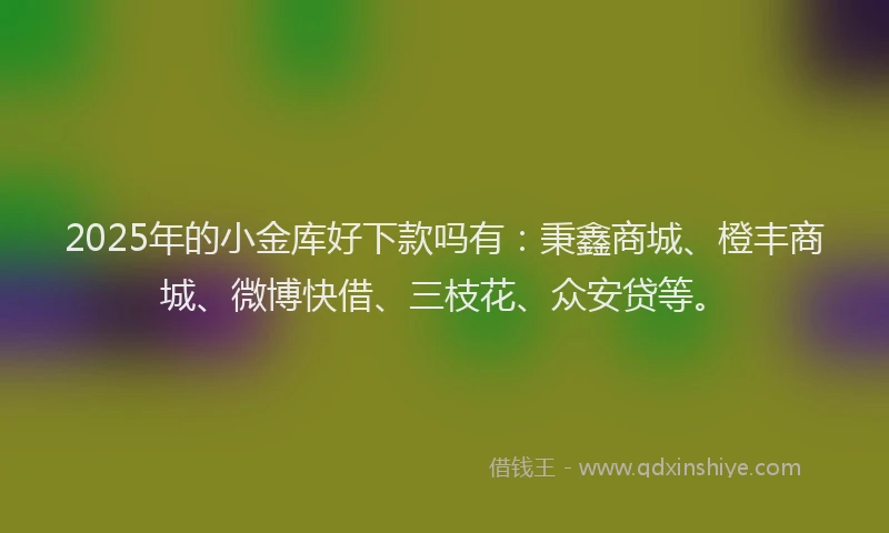 2025年的小金库好下款吗有：秉鑫商城、橙丰商城、微博快借、三枝花、众安贷等。