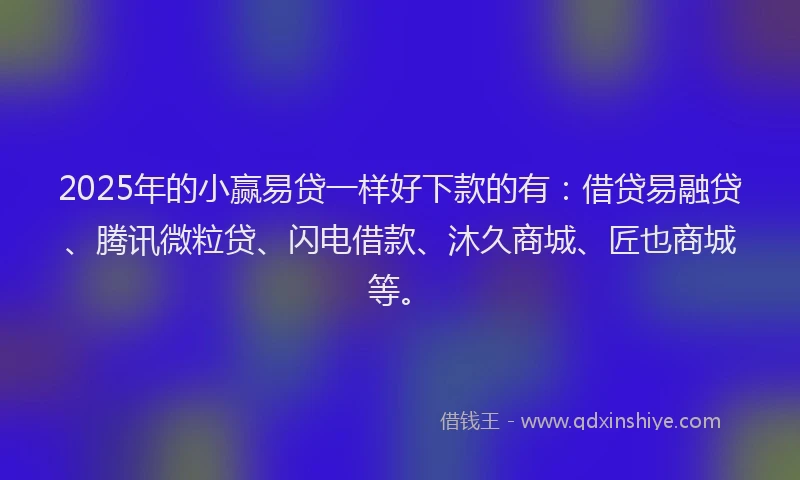 2025年的小赢易贷一样好下款的有：借贷易融贷、腾讯微粒贷、闪电借款、沐久商城、匠也商城等。