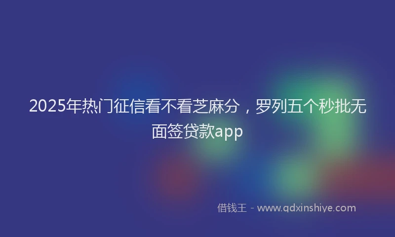 2025年热门征信看不看芝麻分，罗列五个秒批无面签贷款app