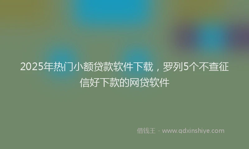 2025年热门小额贷款软件下载，罗列5个不查征信好下款的网贷软件