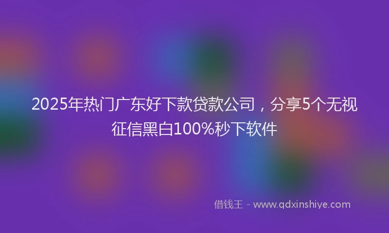 2025年热门广东好下款贷款公司，分享5个无视征信黑白100%秒下软件