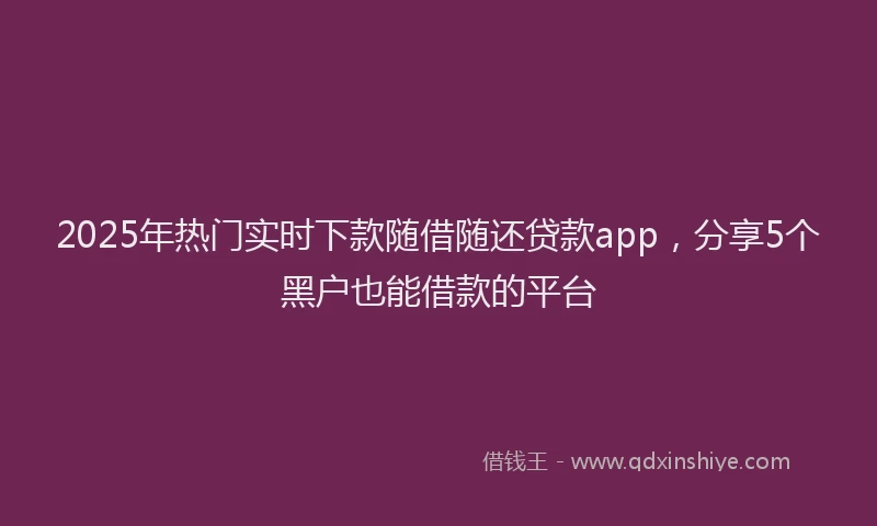2025年热门实时下款随借随还贷款app，分享5个黑户也能借款的平台