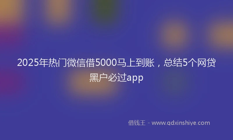 2025年热门微信借5000马上到账，总结5个网贷黑户必过app