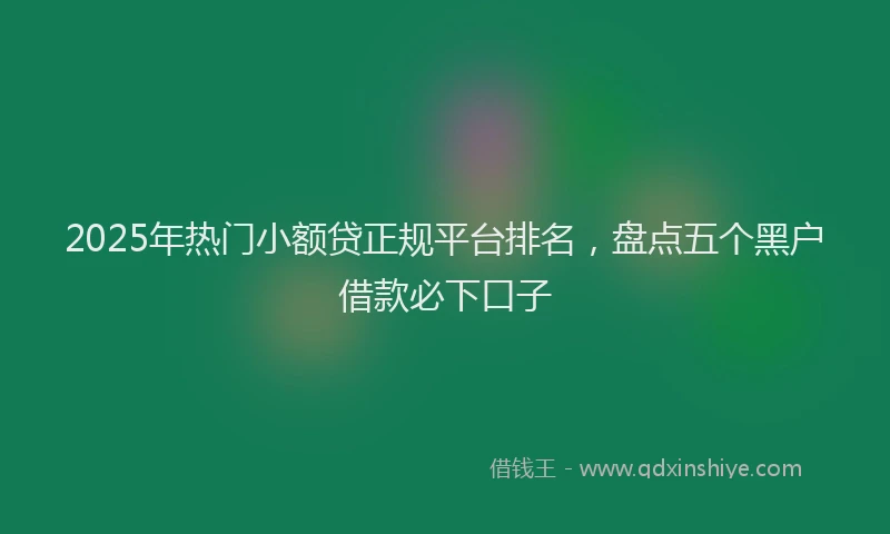 2025年热门小额贷正规平台排名，盘点五个黑户借款必下口子