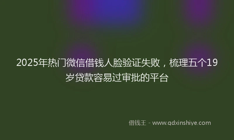 2025年热门微信借钱人脸验证失败，梳理五个19岁贷款容易过审批的平台