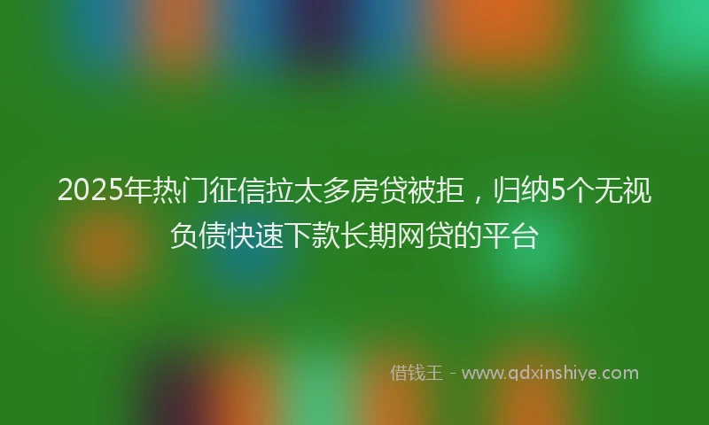 2025年热门征信拉太多房贷被拒，归纳5个无视负债快速下款长期网贷的平台