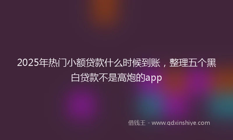 2025年热门小额贷款什么时候到账，整理五个黑白贷款不是高炮的app