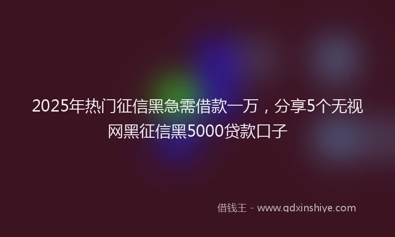 2025年热门征信黑急需借款一万，分享5个无视网黑征信黑5000贷款口子
