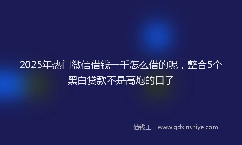 2025年热门微信借钱一千怎么借的呢，整合5个黑白贷款不是高炮的口子