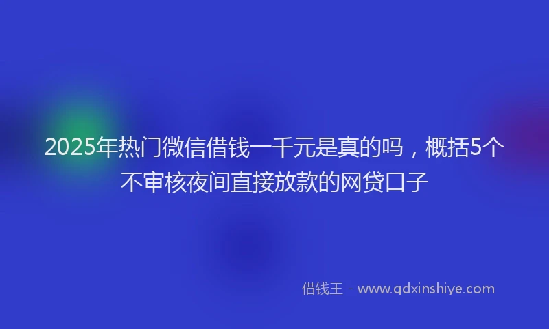 2025年热门微信借钱一千元是真的吗，概括5个不审核夜间直接放款的网贷口子