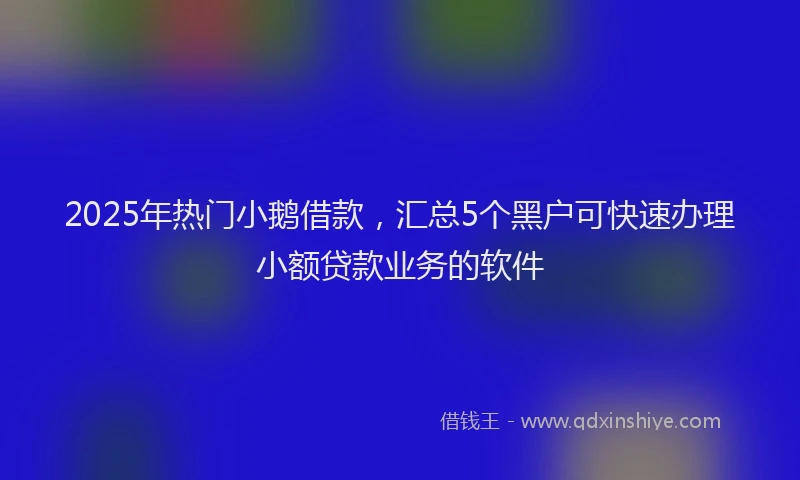 2025年热门小鹅借款，汇总5个黑户可快速办理小额贷款业务的软件