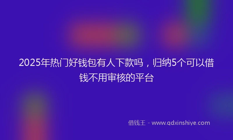2025年热门好钱包有人下款吗，归纳5个可以借钱不用审核的平台