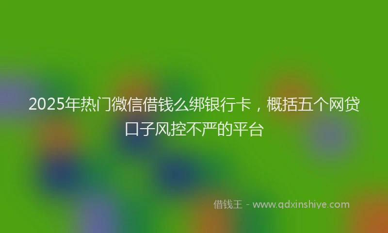 2025年热门微信借钱么绑银行卡，概括五个网贷口子风控不严的平台