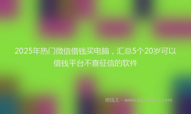 2025年热门微信借钱买电脑，汇总5个20岁可以借钱平台不查征信的软件