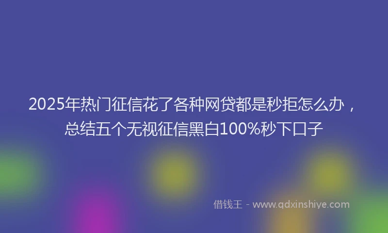 2025年热门征信花了各种网贷都是秒拒怎么办，总结五个无视征信黑白100%秒下口子