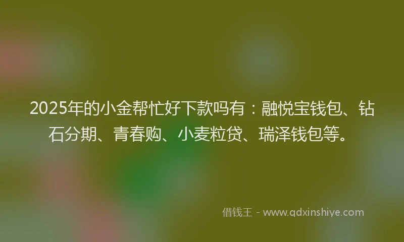 2025年的小金帮忙好下款吗有：融悦宝钱包、钻石分期、青春购、小麦粒贷、瑞泽钱包等。