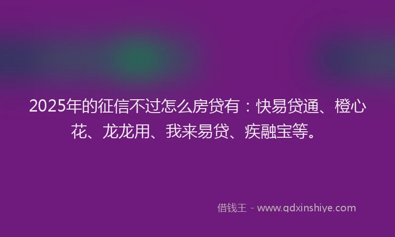 2025年的征信不过怎么房贷有：快易贷通、橙心花、龙龙用、我来易贷、疾融宝等。