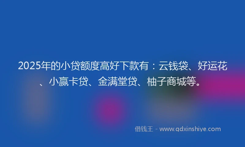 2025年的小贷额度高好下款有：云钱袋、好运花、小赢卡贷、金满堂贷、柚子商城等。