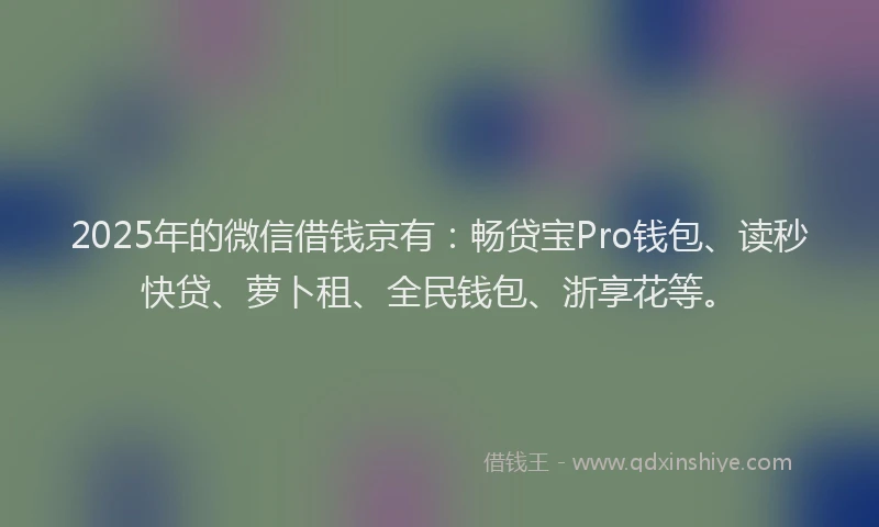 2025年的微信借钱京有：畅贷宝Pro钱包、读秒快贷、萝卜租、全民钱包、浙享花等。