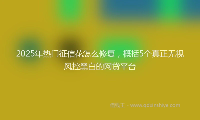 2025年热门征信花怎么修复，概括5个真正无视风控黑白的网贷平台