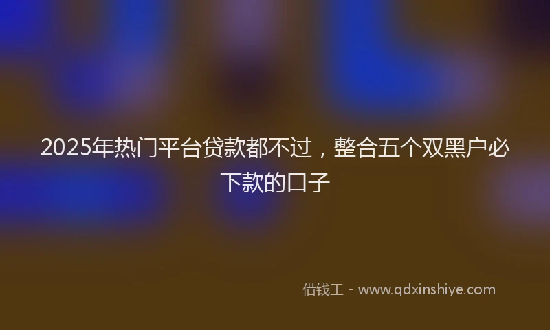 2025年热门平台贷款都不过，整合五个双黑户必下款的口子