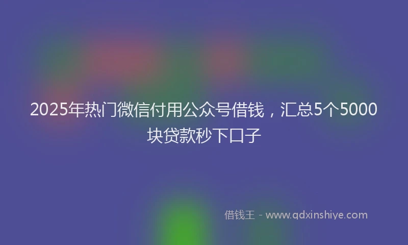 2025年热门微信付用公众号借钱，汇总5个5000块贷款秒下口子