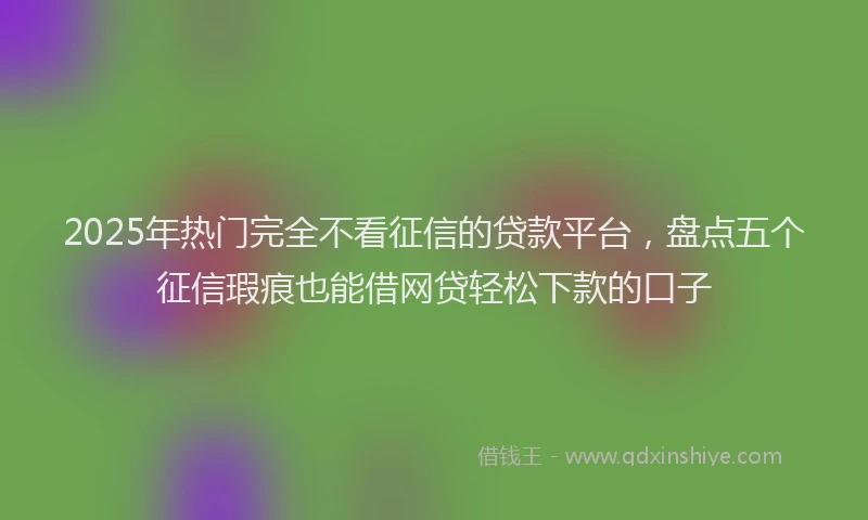 2025年热门完全不看征信的贷款平台，盘点五个征信瑕疵也能借网贷轻松下款的口子