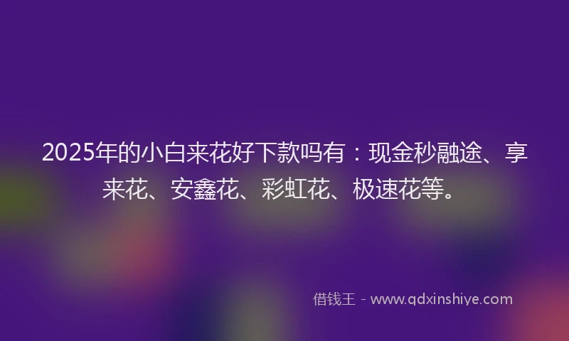 2025年的小白来花好下款吗有：现金秒融途、享来花、安鑫花、彩虹花、极速花等。