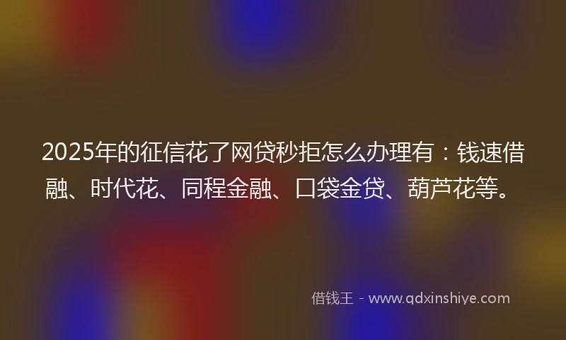 2025年的征信花了网贷秒拒怎么办理有：钱速借融、时代花、同程金融、口袋金贷、葫芦花等。