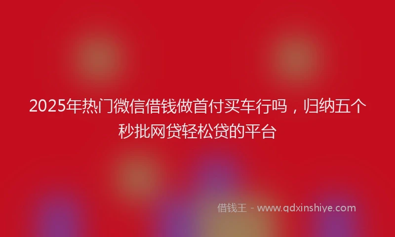 2025年热门微信借钱做首付买车行吗，归纳五个秒批网贷轻松贷的平台