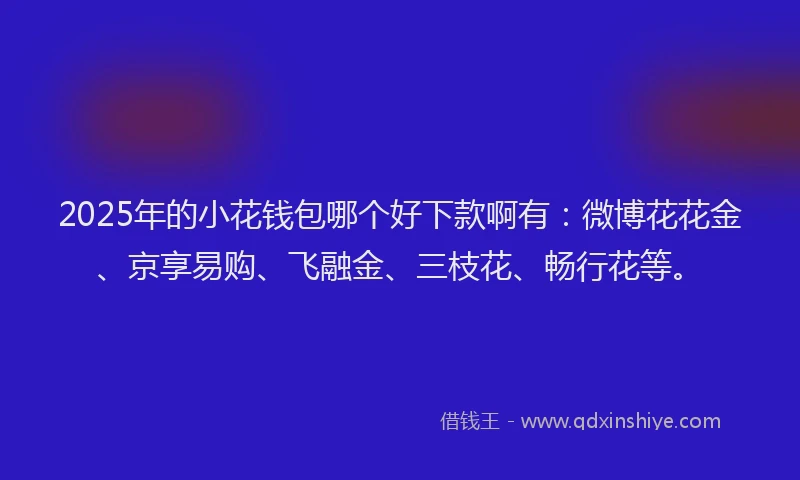 2025年的小花钱包哪个好下款啊有：微博花花金、京享易购、飞融金、三枝花、畅行花等。