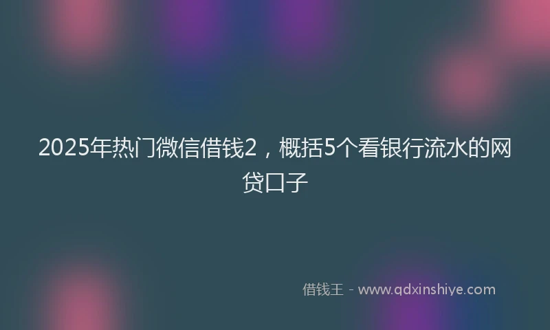 2025年热门微信借钱2，概括5个看银行流水的网贷口子