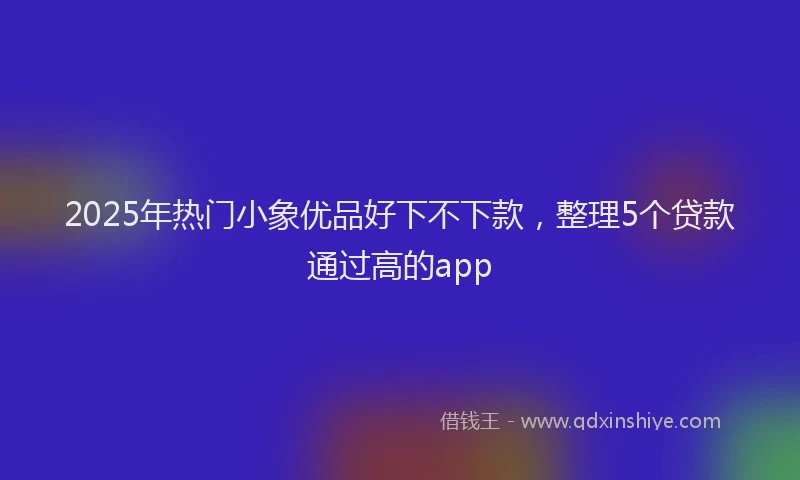 2025年热门小象优品好下不下款，整理5个贷款通过高的app