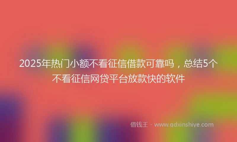 2025年热门小额不看征信借款可靠吗，总结5个不看征信网贷平台放款快的软件