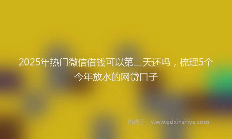 2025年热门微信借钱可以第二天还吗，梳理5个今年放水的网贷口子
