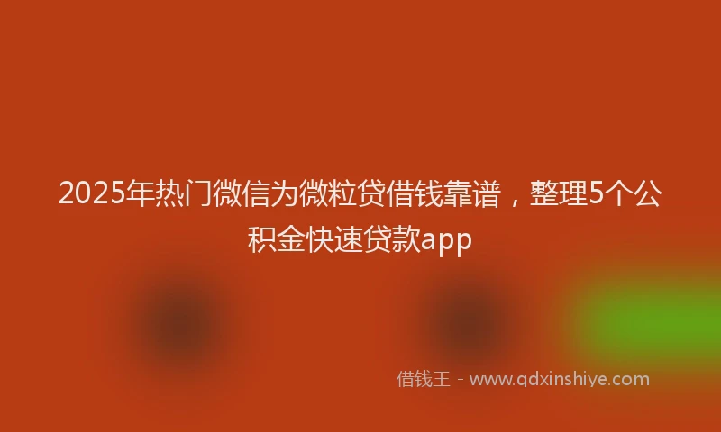 2025年热门微信为微粒贷借钱靠谱，整理5个公积金快速贷款app