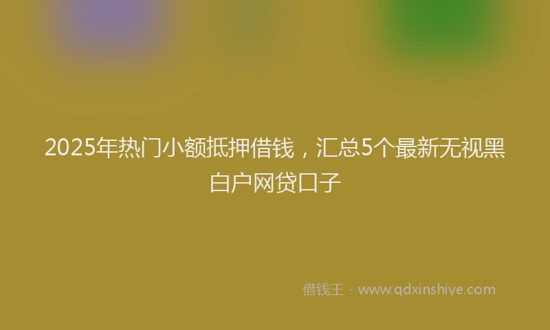 2025年热门小额抵押借钱，汇总5个最新无视黑白户网贷口子