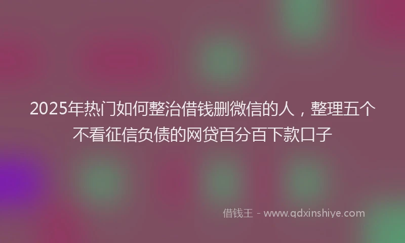 2025年热门如何整治借钱删微信的人，整理五个不看征信负债的网贷百分百下款口子