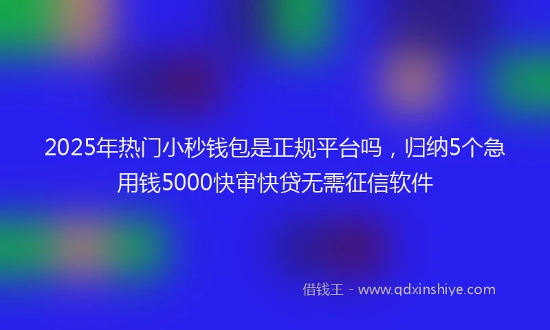 2025年热门小秒钱包是正规平台吗，归纳5个急用钱5000快审快贷无需征信软件