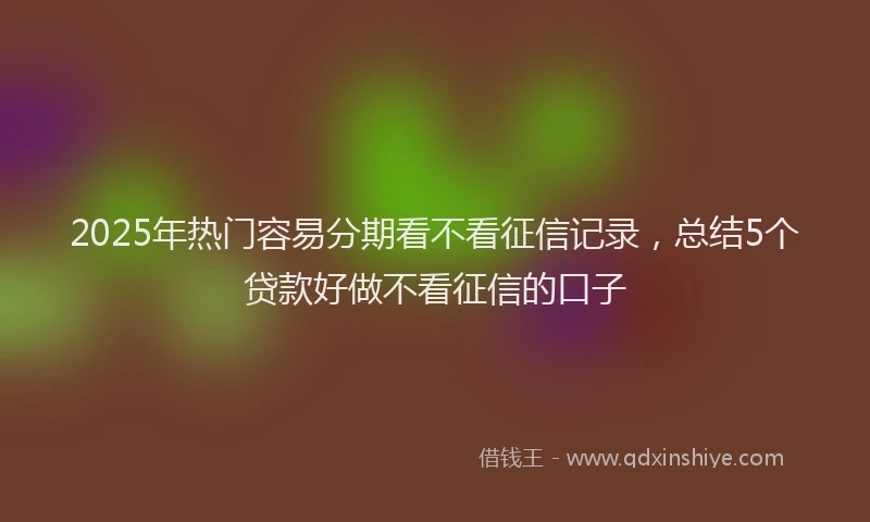 2025年热门容易分期看不看征信记录，总结5个贷款好做不看征信的口子