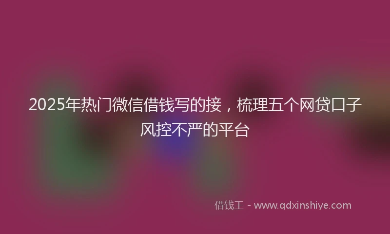 2025年热门微信借钱写的接，梳理五个网贷口子风控不严的平台