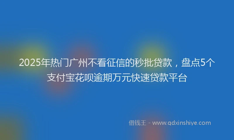 2025年热门广州不看征信的秒批贷款，盘点5个支付宝花呗逾期万元快速贷款平台