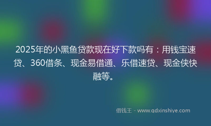 2025年的小黑鱼贷款现在好下款吗有：用钱宝速贷、360借条、现金易借通、乐借速贷、现金侠快融等。