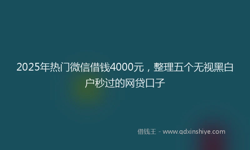 2025年热门微信借钱4000元，整理五个无视黑白户秒过的网贷口子
