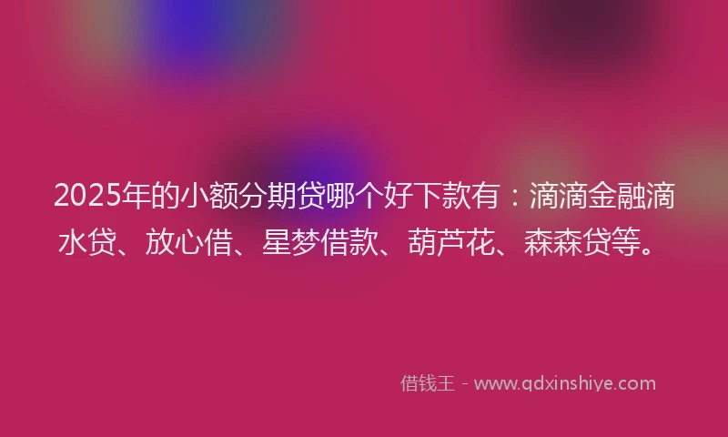 2025年的小额分期贷哪个好下款有：滴滴金融滴水贷、放心借、星梦借款、葫芦花、森森贷等。