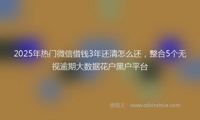 2025年热门微信借钱3年还清怎么还，整合5个无视逾期大数据花户黑户平台