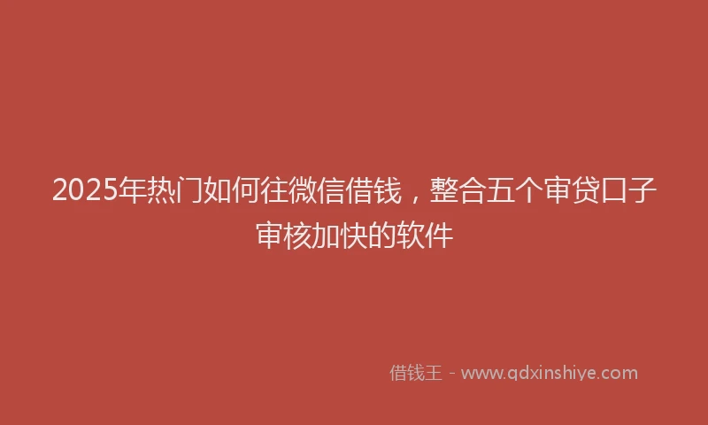 2025年热门如何往微信借钱，整合五个审贷口子审核加快的软件